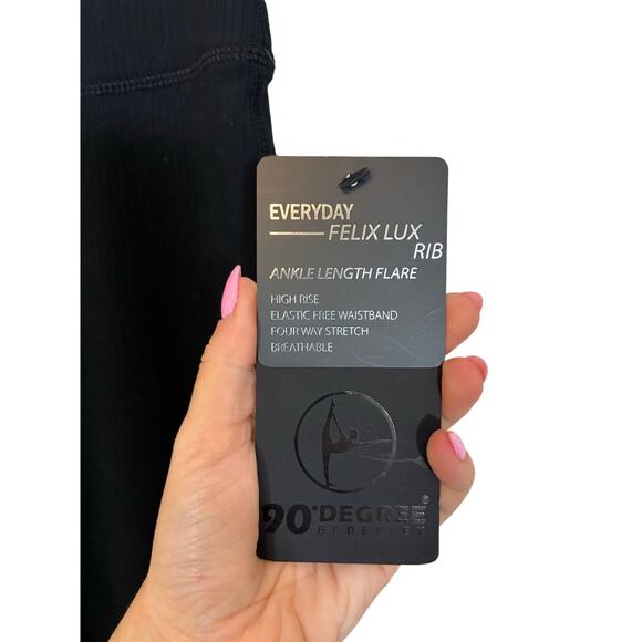 NWT Black Felix Lux Rib 7/8 Flare Leggings 90 Degrees Active Pilates Errands L - Picture 3 of 5